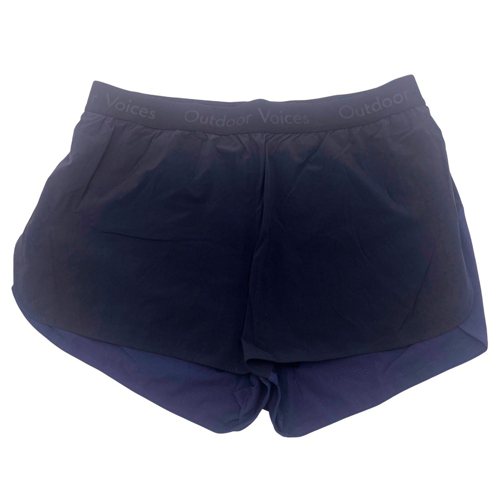 Outdoor Voices Womens Navy Blue Black Colorblock Running Shorts Size L Stretch